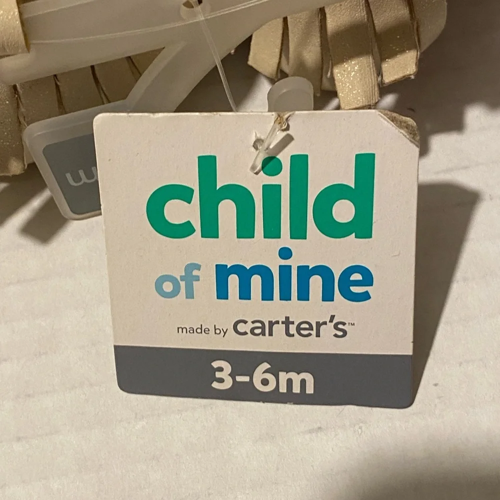 Carter’s Child of Mine 3-6 months beige shimmer fringe moccasin shoes